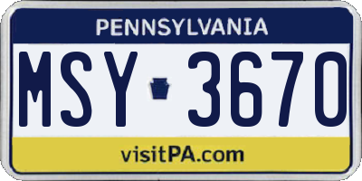 PA license plate MSY3670