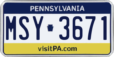 PA license plate MSY3671