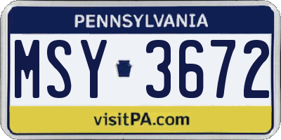 PA license plate MSY3672