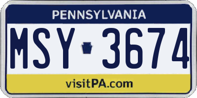 PA license plate MSY3674
