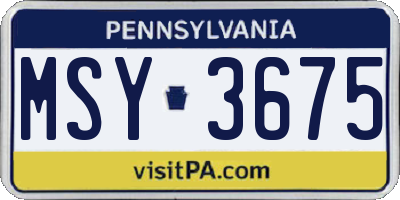 PA license plate MSY3675