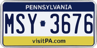 PA license plate MSY3676