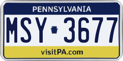 PA license plate MSY3677