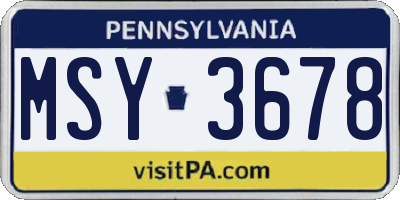 PA license plate MSY3678