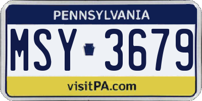 PA license plate MSY3679