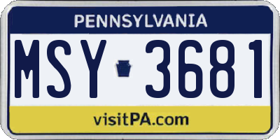 PA license plate MSY3681