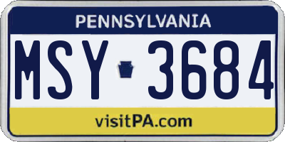 PA license plate MSY3684