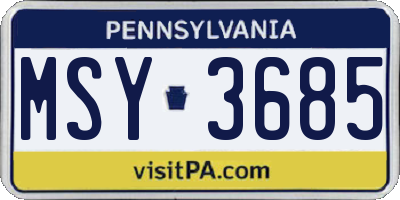 PA license plate MSY3685