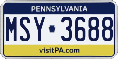 PA license plate MSY3688