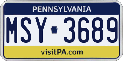 PA license plate MSY3689