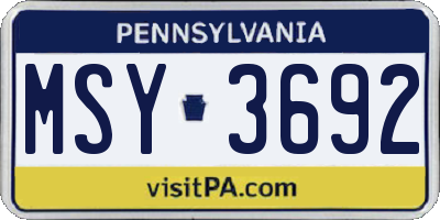 PA license plate MSY3692
