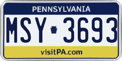 PA license plate MSY3693