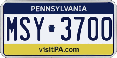 PA license plate MSY3700