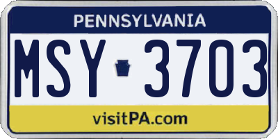 PA license plate MSY3703