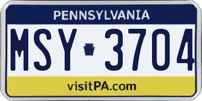 PA license plate MSY3704