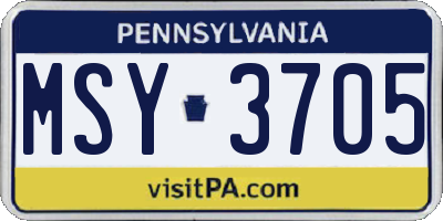 PA license plate MSY3705