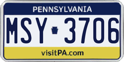 PA license plate MSY3706