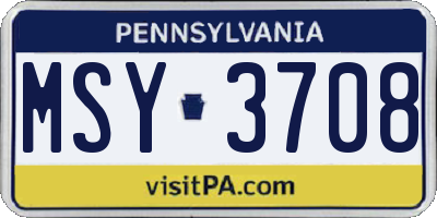 PA license plate MSY3708