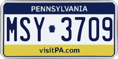 PA license plate MSY3709