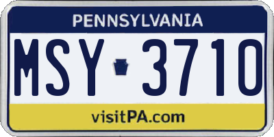 PA license plate MSY3710