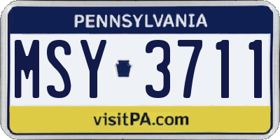 PA license plate MSY3711