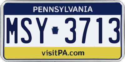 PA license plate MSY3713