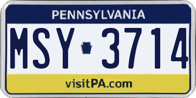PA license plate MSY3714