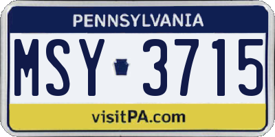 PA license plate MSY3715