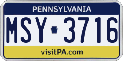 PA license plate MSY3716
