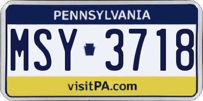 PA license plate MSY3718