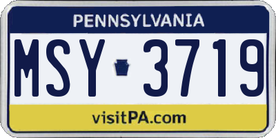 PA license plate MSY3719