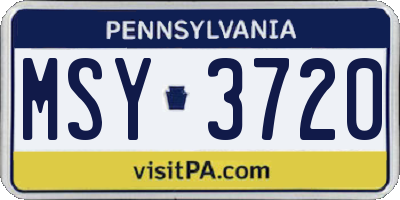 PA license plate MSY3720