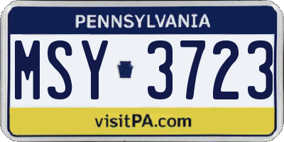 PA license plate MSY3723
