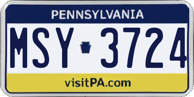 PA license plate MSY3724