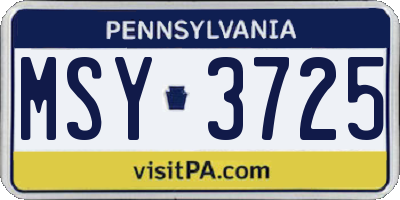 PA license plate MSY3725