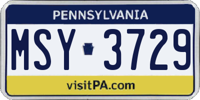 PA license plate MSY3729