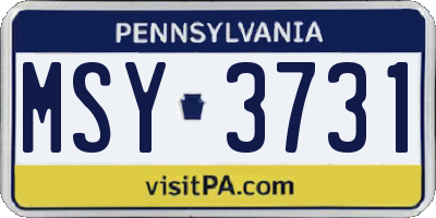PA license plate MSY3731