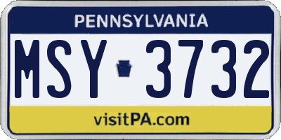 PA license plate MSY3732