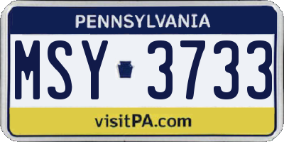 PA license plate MSY3733