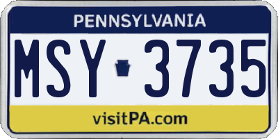 PA license plate MSY3735