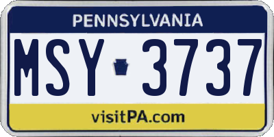 PA license plate MSY3737