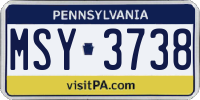 PA license plate MSY3738