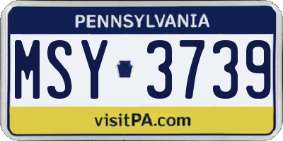 PA license plate MSY3739