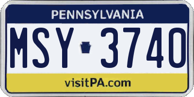 PA license plate MSY3740