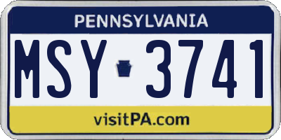 PA license plate MSY3741