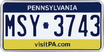 PA license plate MSY3743