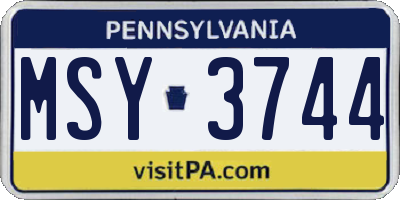 PA license plate MSY3744
