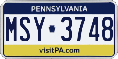 PA license plate MSY3748