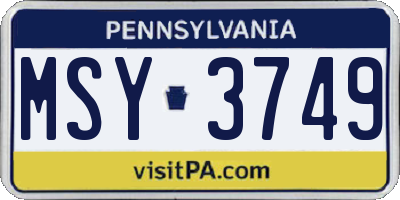 PA license plate MSY3749