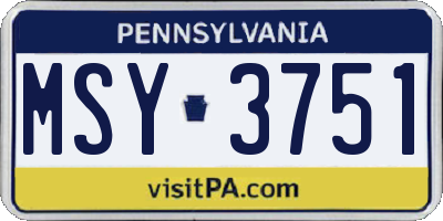 PA license plate MSY3751